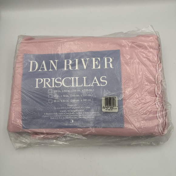 Dan River Embroidered Eyelet Ruffled Ice Pink Priscilla Curtains 96